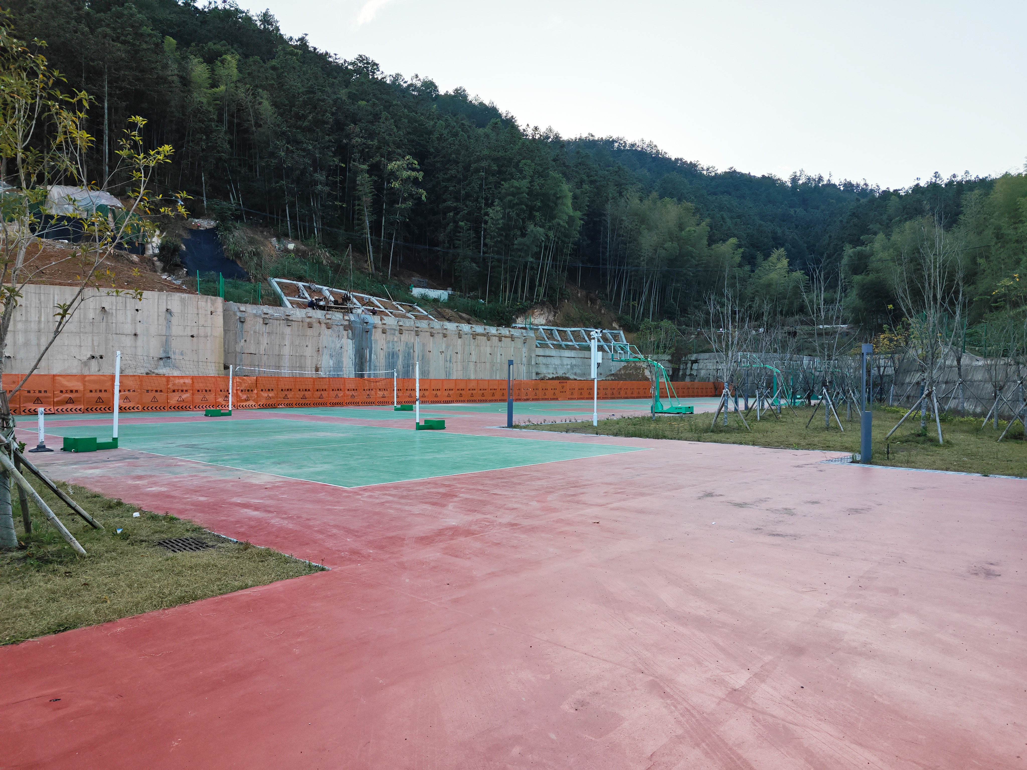 Basketball court site before structure work